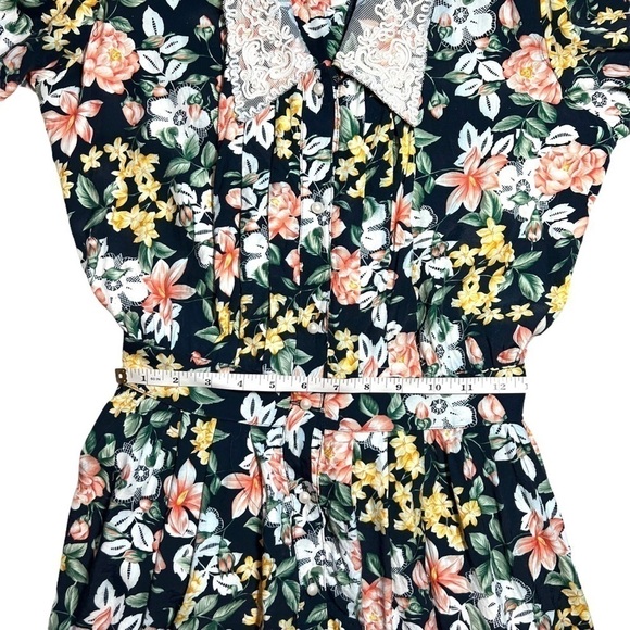Karin Stevens Petites Vintage 80’s Floral Lace Embellished Midi Dress Size 12 - Picture 14 of 16